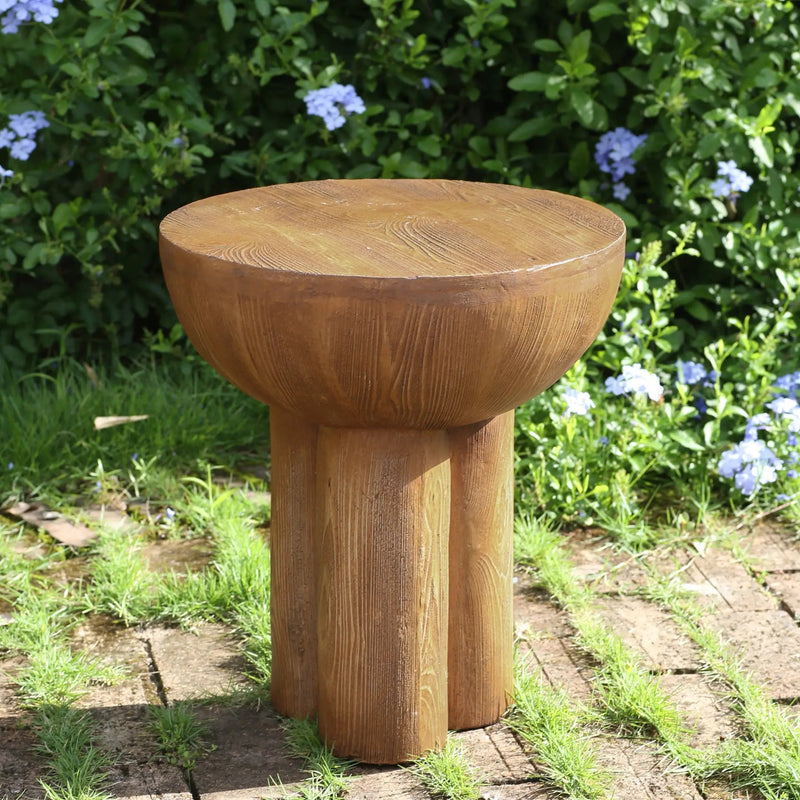 Iris Outdoor Patio Three-Legged Wood-Grain Side Table by HouseOfZazla