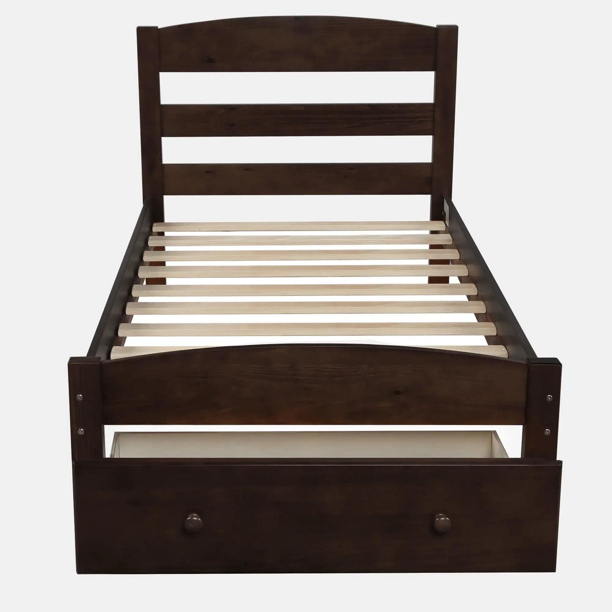 Platform Bed Frame With Storage Drawer And Wood Slat Support No Box Spring Needed by HouseOfZazla
