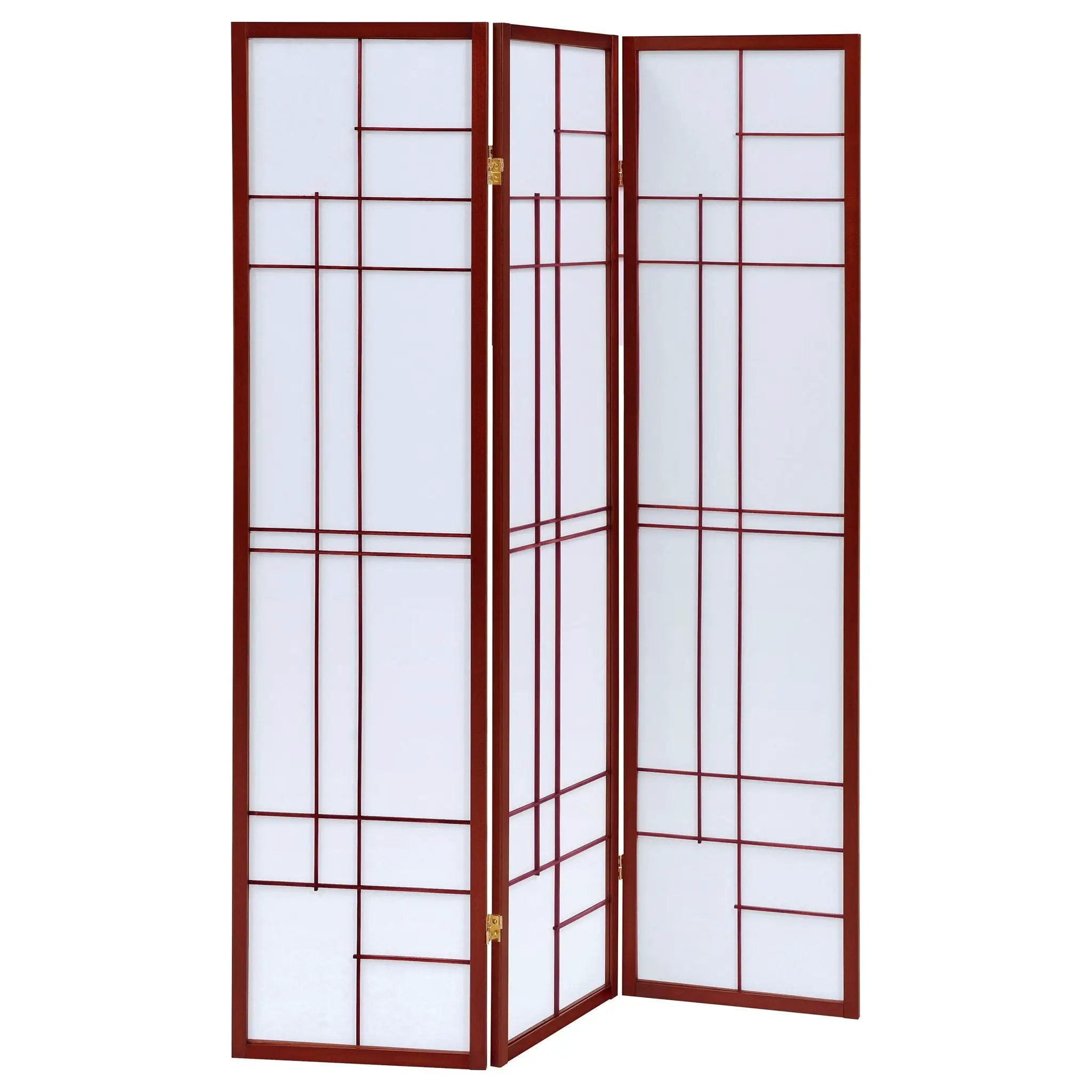 Katerina 3-Panel Room Divider Folding Shoji Screen Cherry by Unique Piece Furniture