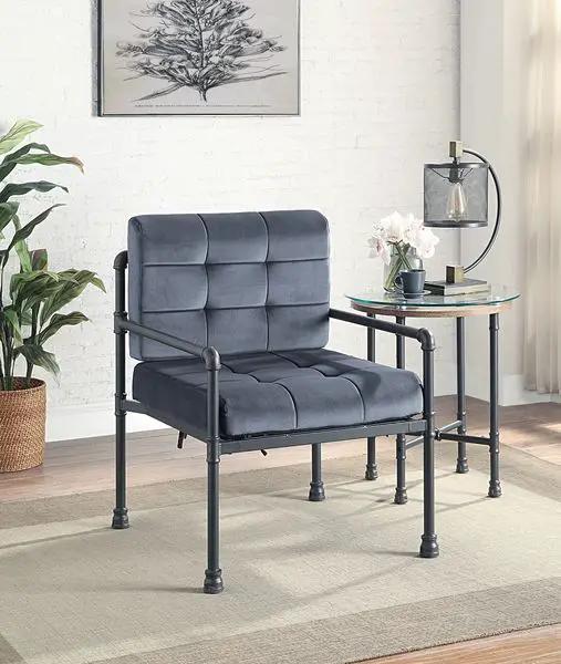 Brantley - Accent Chair - Gray Velvet & Sandy Gray