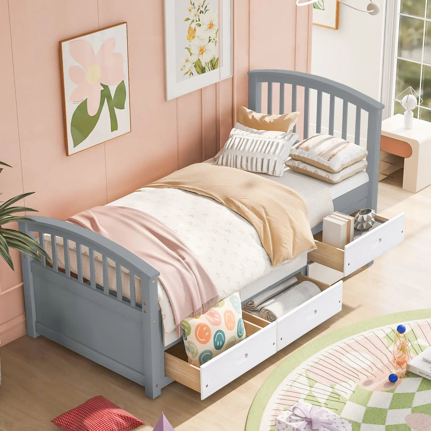 Platform Storage Bed Solid Wood Bed With 6 Drawers by HouseOfZazla
