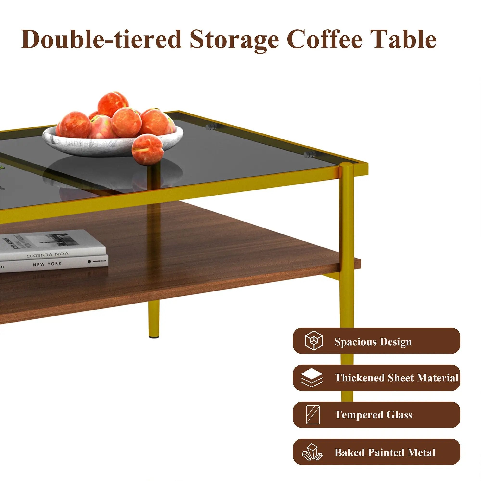 Rectangle Coffee Table With Tempered Glass Top And Legs, Modern Table For Living Room by Unique Piece Furniture