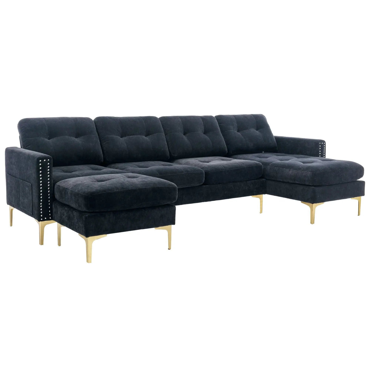 Modern L - Shape Convertible Sectional Sofa With Movable Ottoman by HouseOfZazla