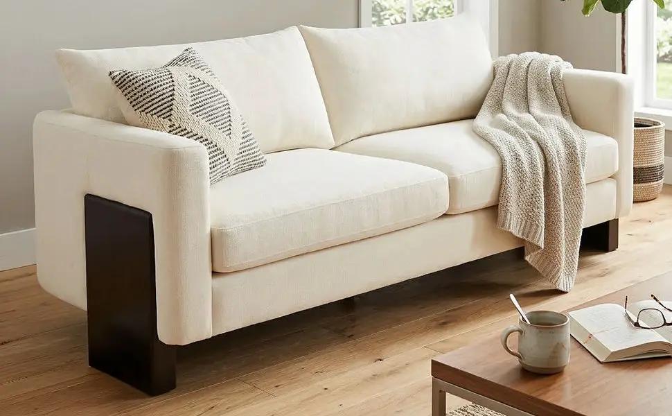 Modern Sofa Couch Stylish 3-Seater Sofa with Rubberwood Legs by HouseOfZazla