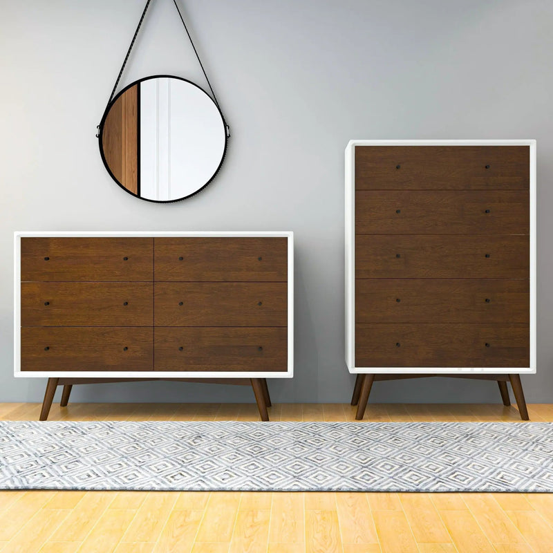 Dresser 6 Drawer - Dark Brown / White by HouseOfZazla
