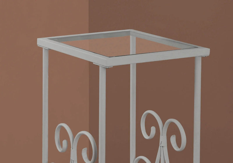 Accent Table, Side Tempered Glass, Transitional - Silver by Unique Piece Furniture
