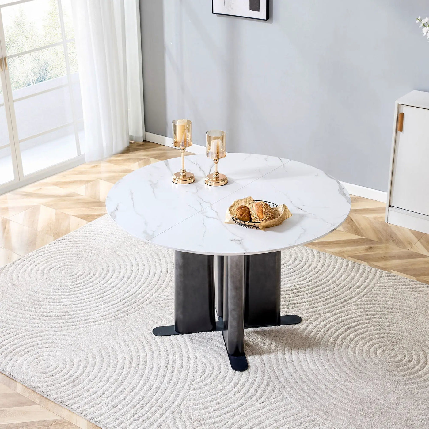 Round Dining Table With Cross Base, Modern Home Furniture by HouseOfZazla