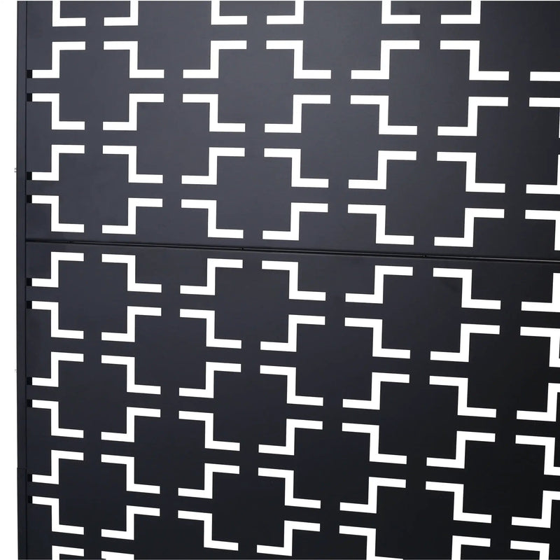 Outdoor / Indoor Privacy Screen Metal Privacy Screen, Freestanding Decorative Privacy Screen For Deck Balcony Patio - Black by HouseOfZazla