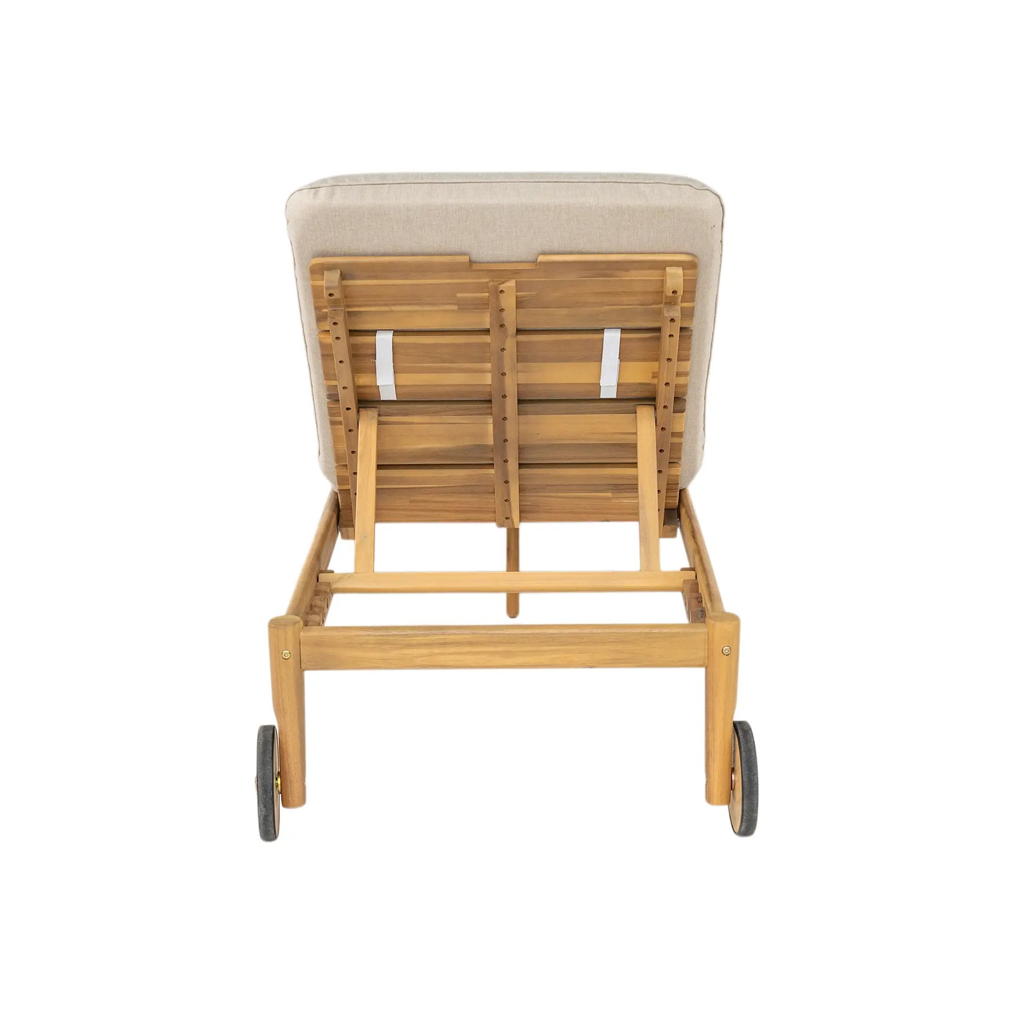 Riviera Outdoor Chaise Lounge with Wheels, Acacia Wood Frame (Set of 2) by HouseOfZazla