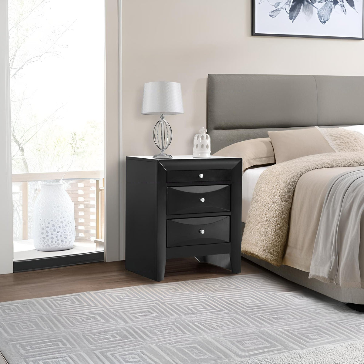 Modern Design Nightstand with Molded Resin & Veneer - Choice of Color, photo 7 of 26