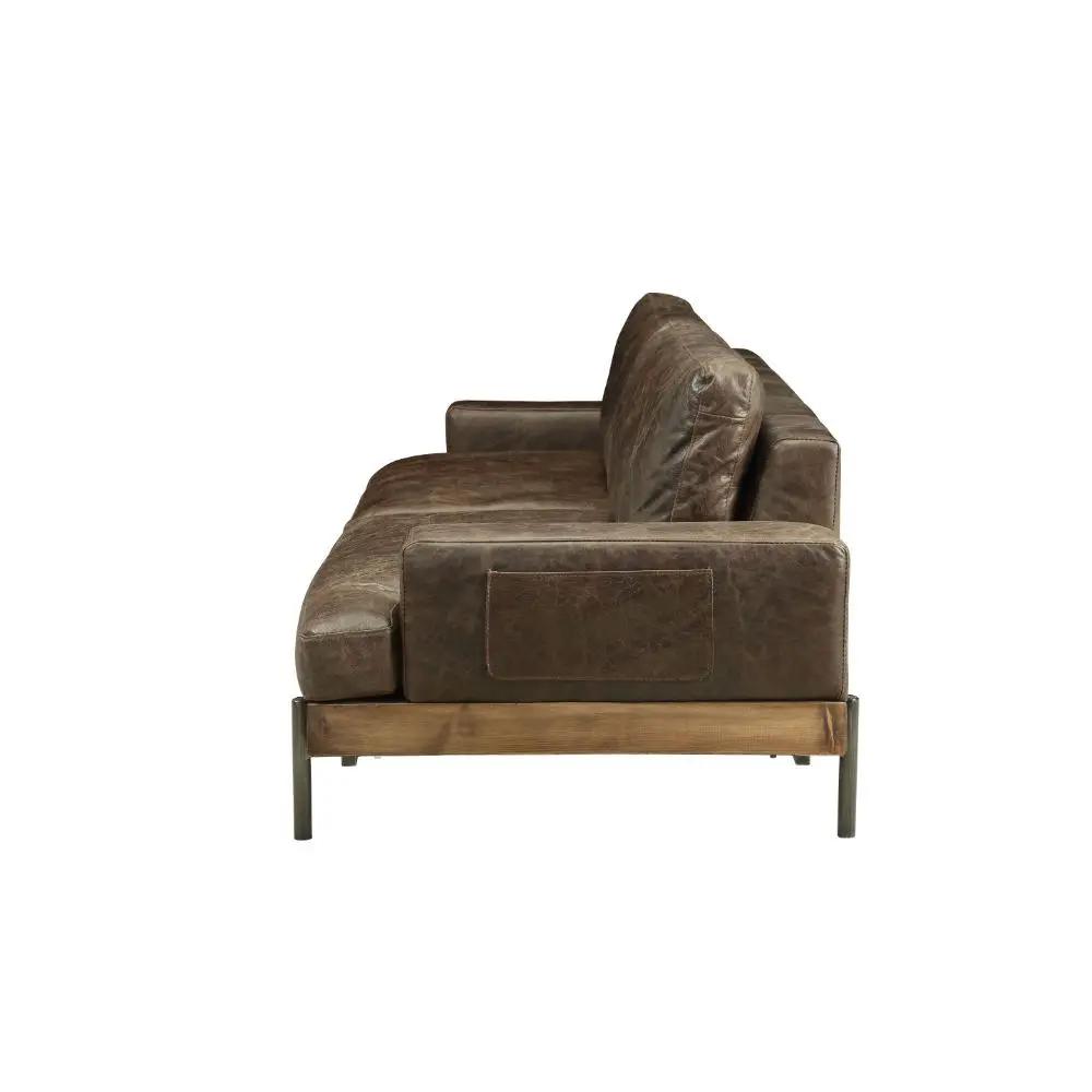 Silchester - Sofa - Distress Chocolate Top Grain Leather & Oak by Unique Piece Furniture