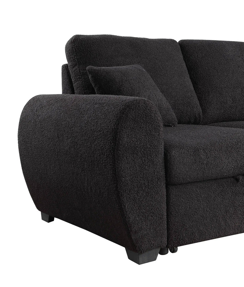 Veronica - Reversible Sleeper Sectional Sofa With Storage Chaise - Black by Unique Piece Furniture