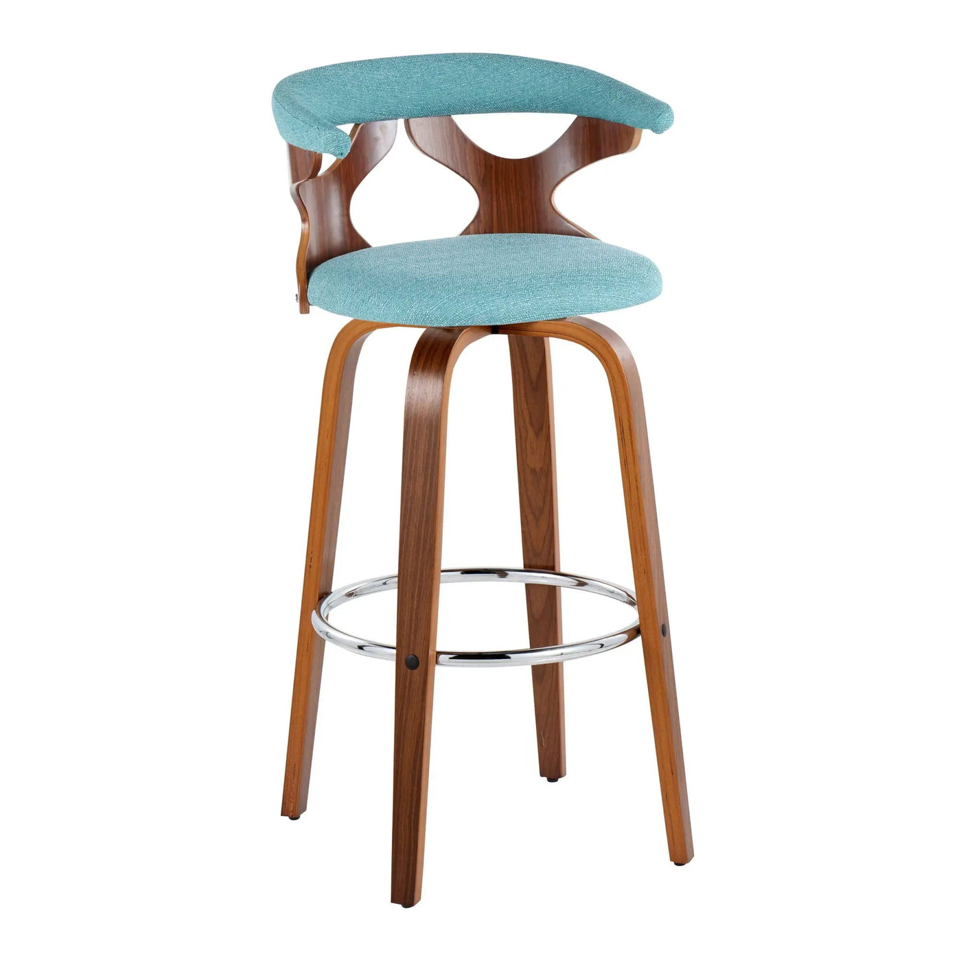 Gardenia - Mid Century Modern Fixed Height Barstool With Swivel With Round Footrest (Set of 2) by HouseOfZazla