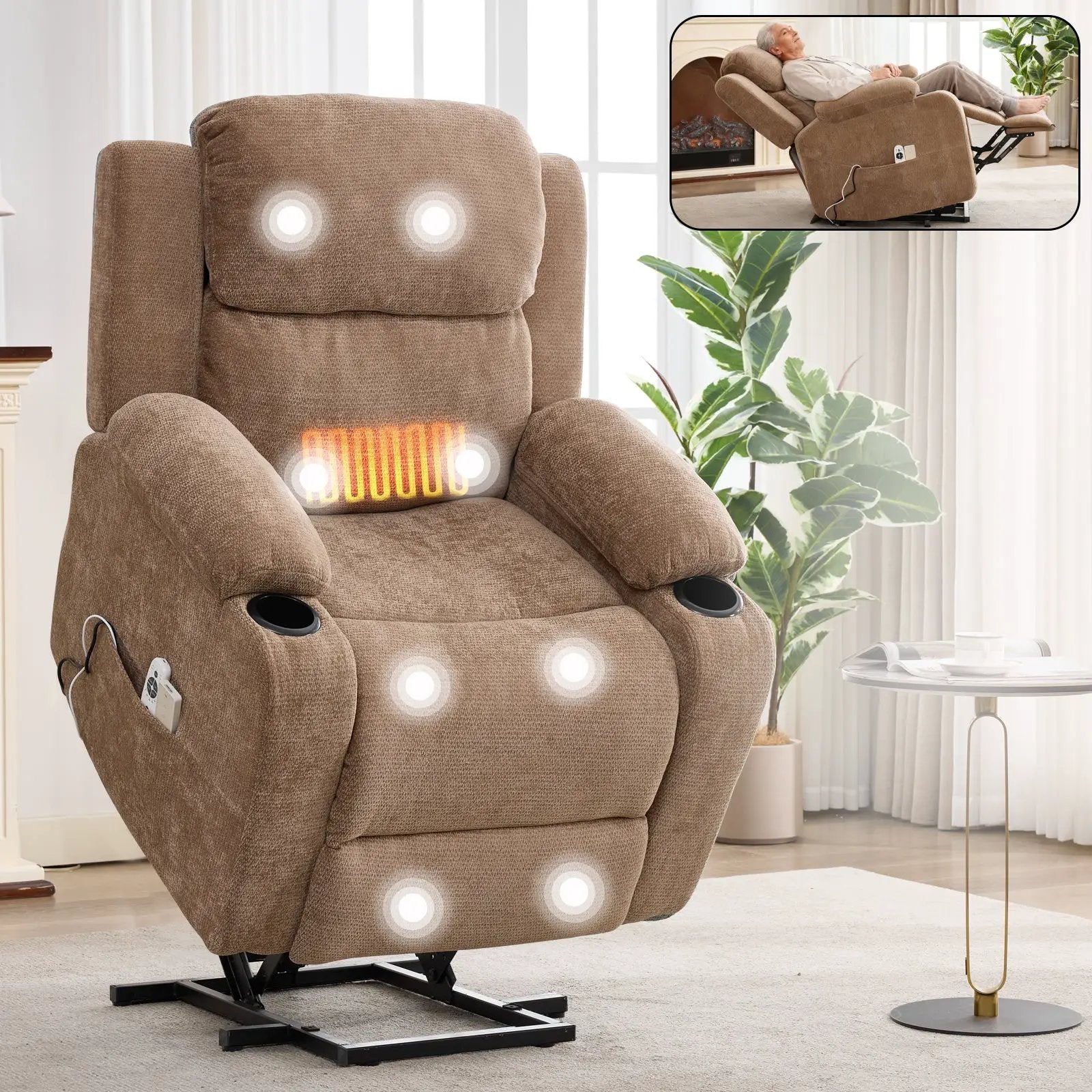 Chenille Power Lift Recliner Chair by HouseOfZazla