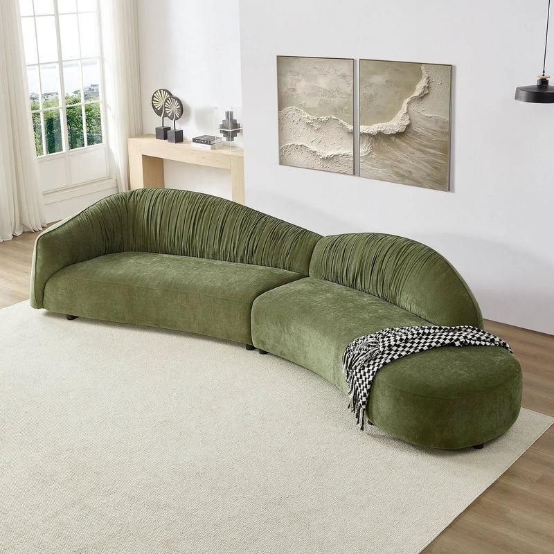 145.67" Mid-Century Upholstered Comfy Couch with Facing Chaise Right by HouseOfZazla