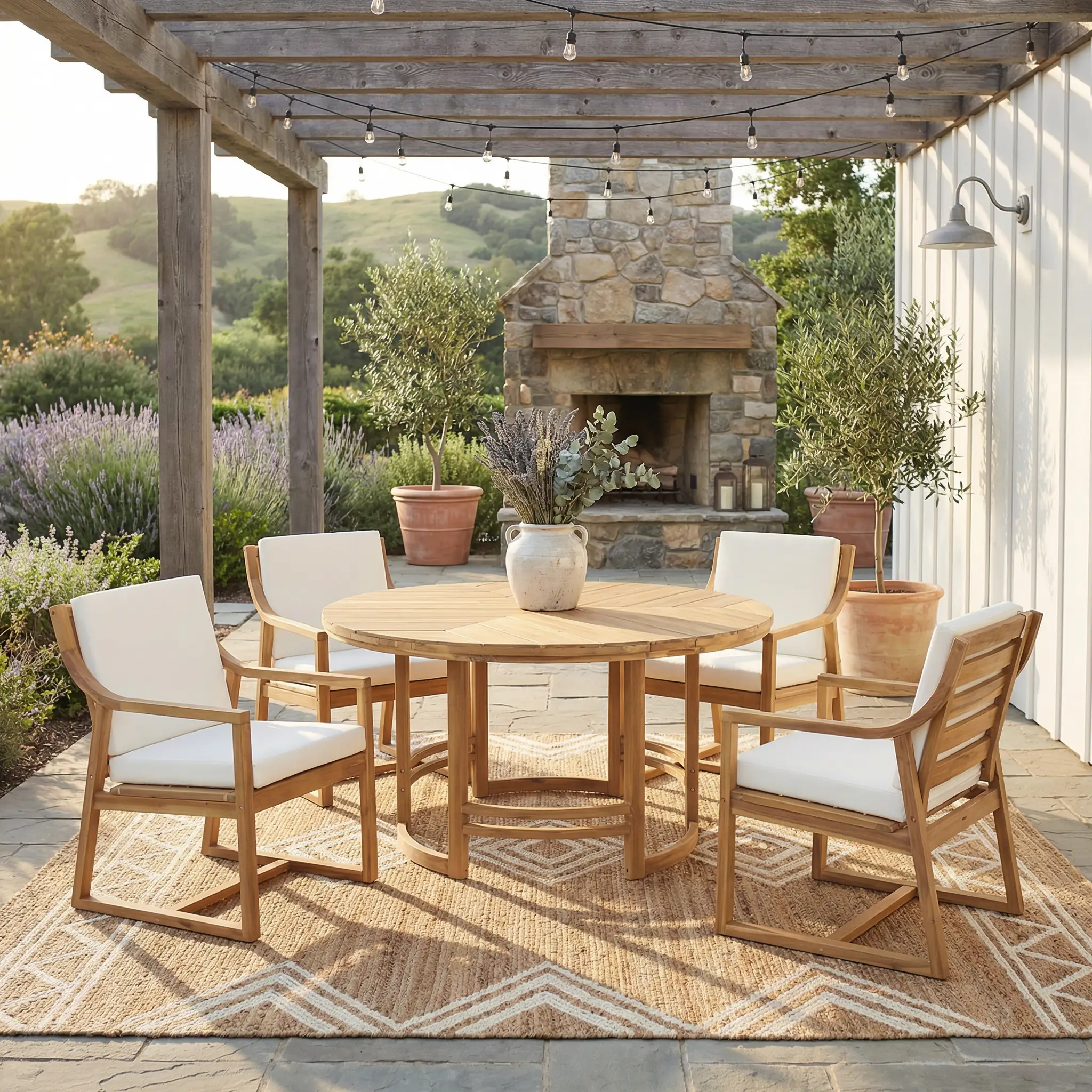 Outdoor Dining Set 5-Piece Patio Table And Chairs Set with Umbrella Hole by HouseOfZazla