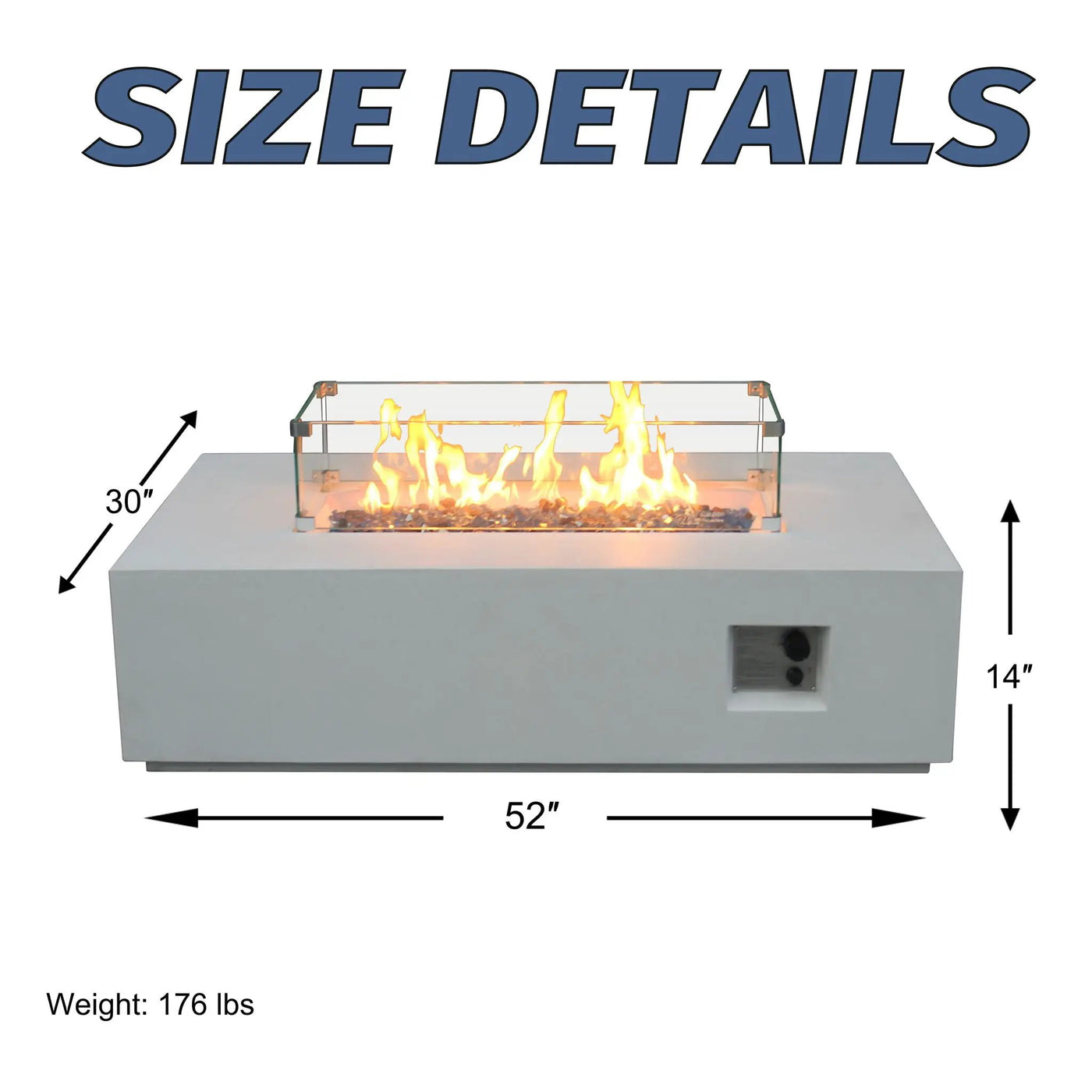Outdoor Concrete Propane Gas Rectangle Fire Pit Table by Unique Piece Furniture