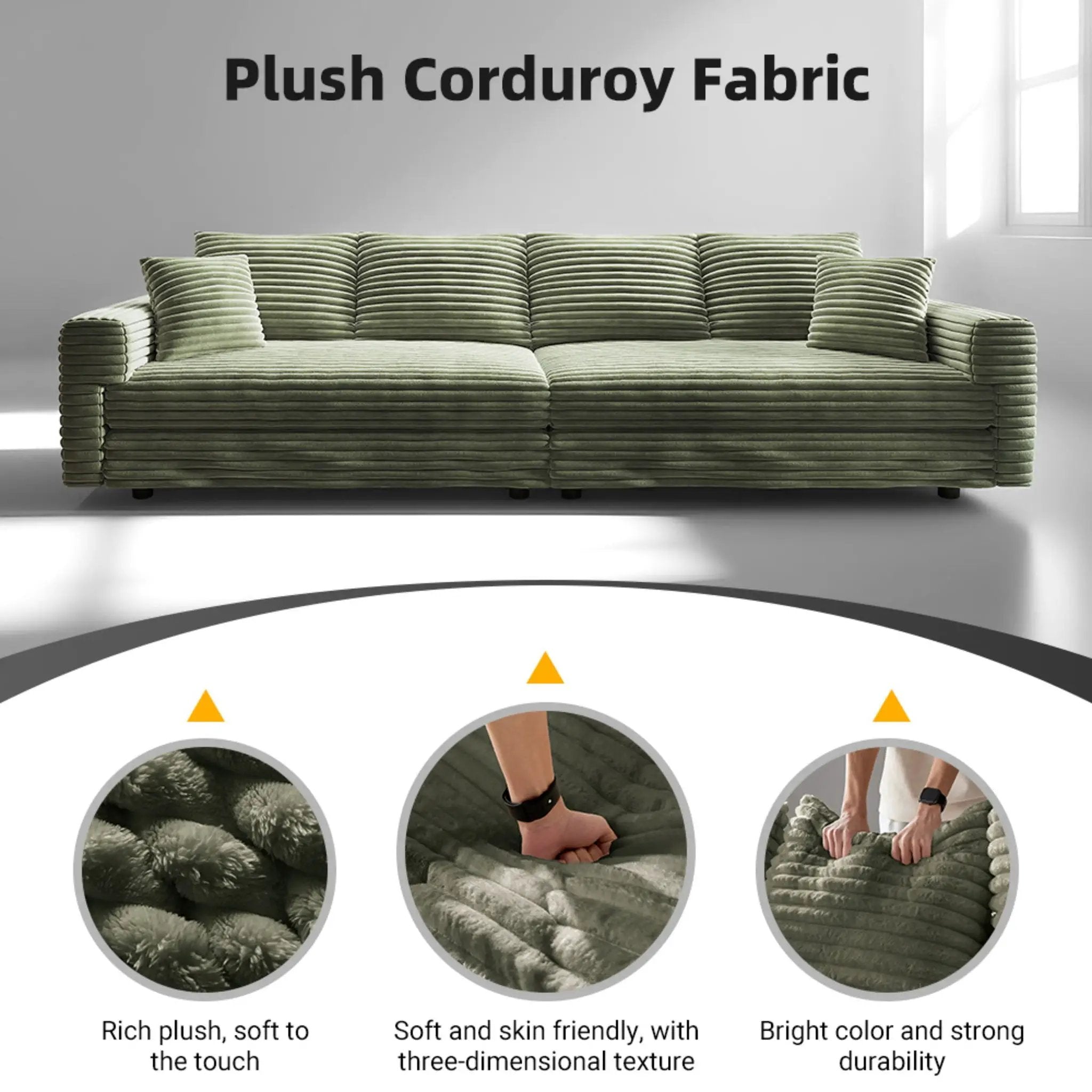 Convertible Deep Seat Sofa With Soft Pillows And Ottomans