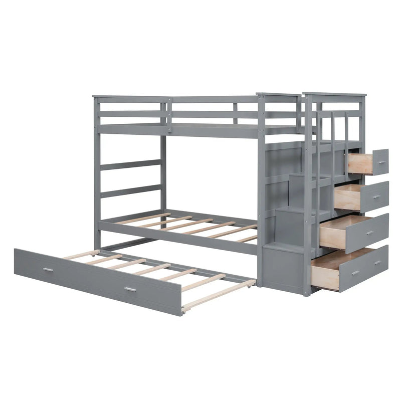 Bunk Bed With Trundle And Staircase by HouseOfZazla