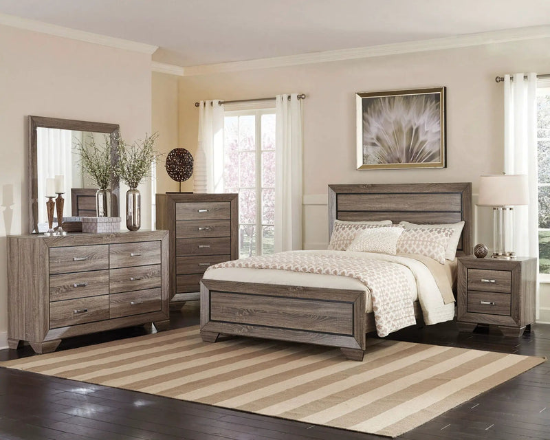 Kauffman Wood California King Panel Bed Washed Taupe by Unique Piece Furniture