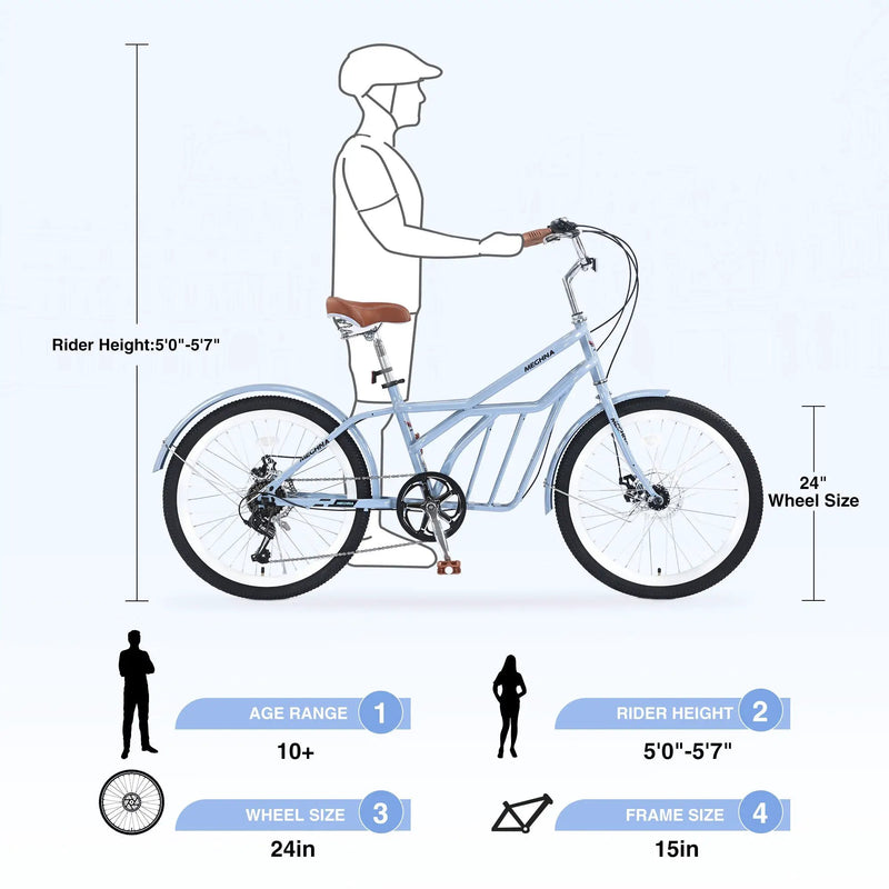 6 Speed Steel Frame 24 Inch Commuter Bike by HouseOfZazla