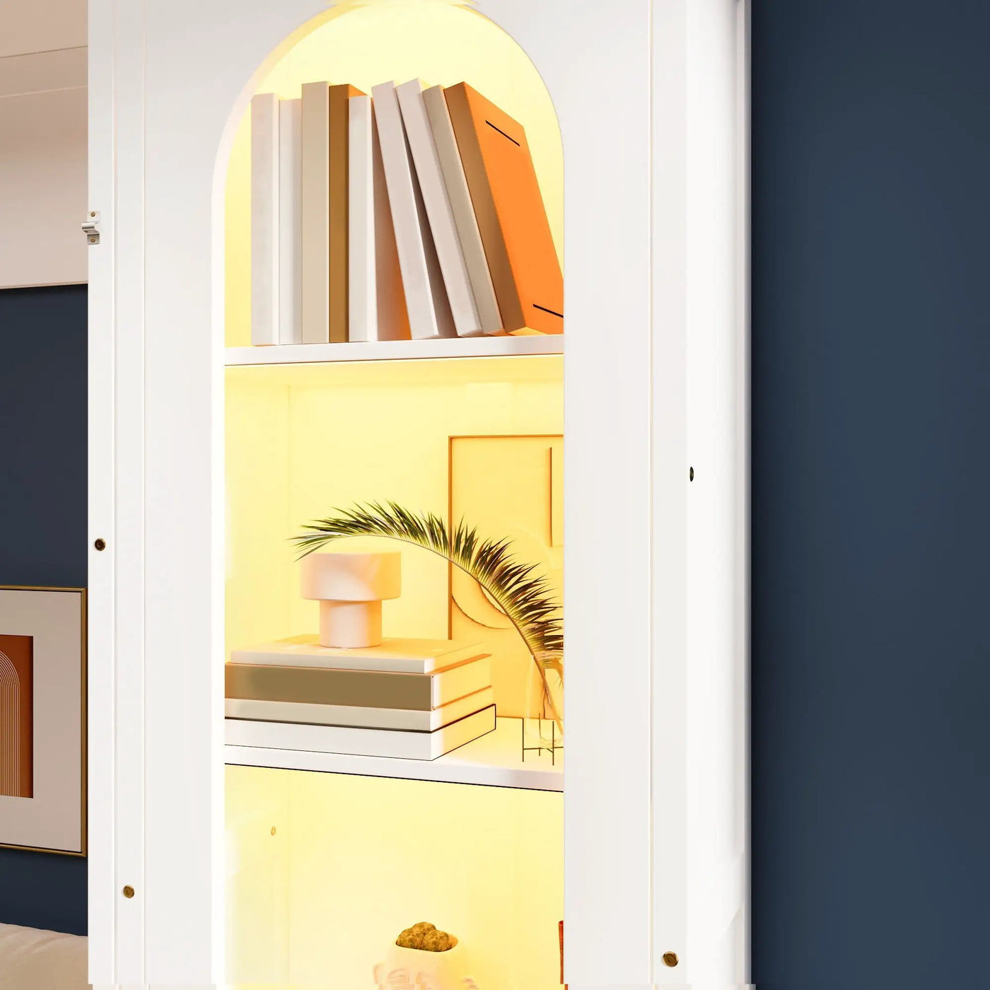 French Style Murphy Platform Bed With Shelf, Side Cabinets, Drawers And LED by HouseOfZazla