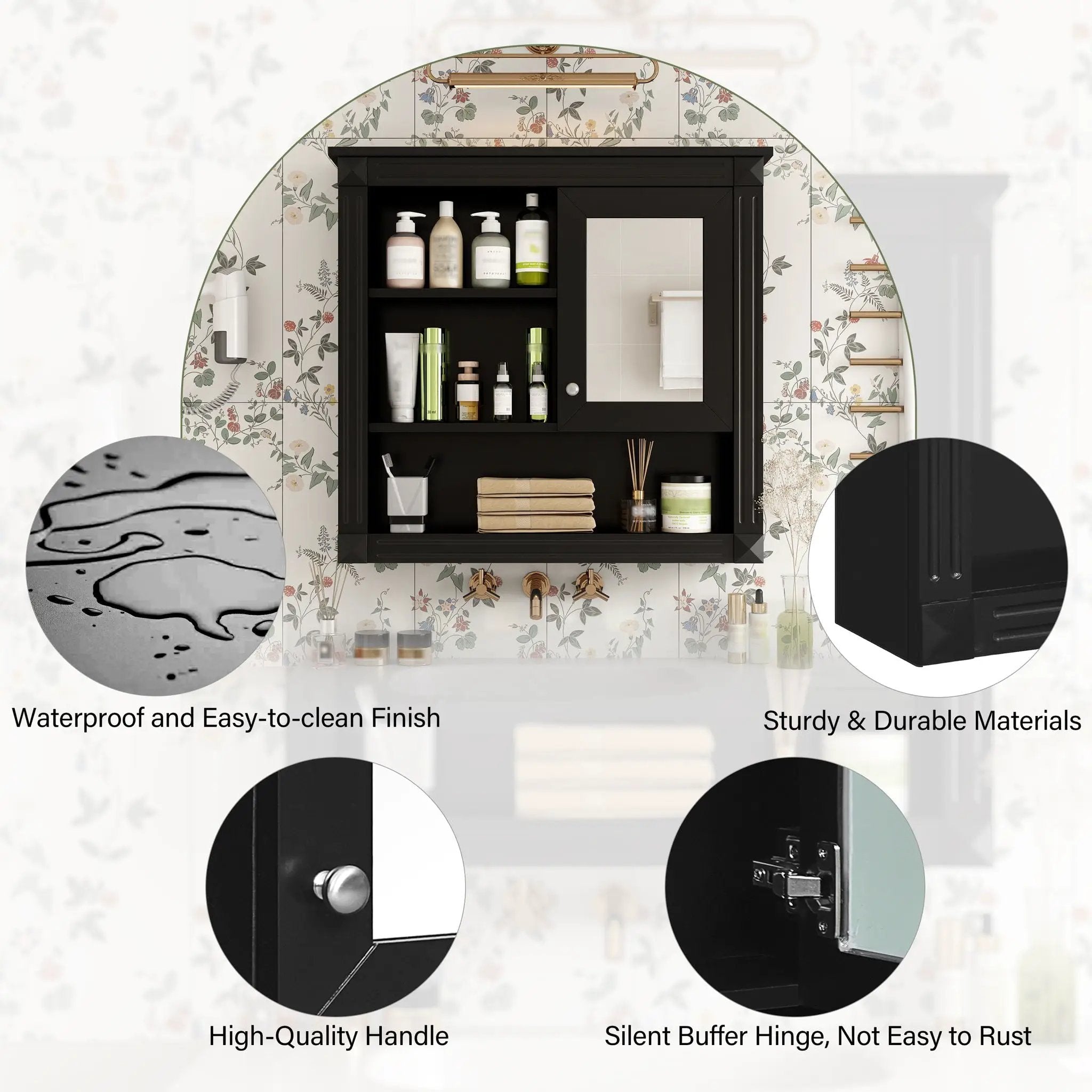 Wall-Mounted Bathroom Cabinet With Mirror And Adjustable Shelves by Unique Piece Furniture