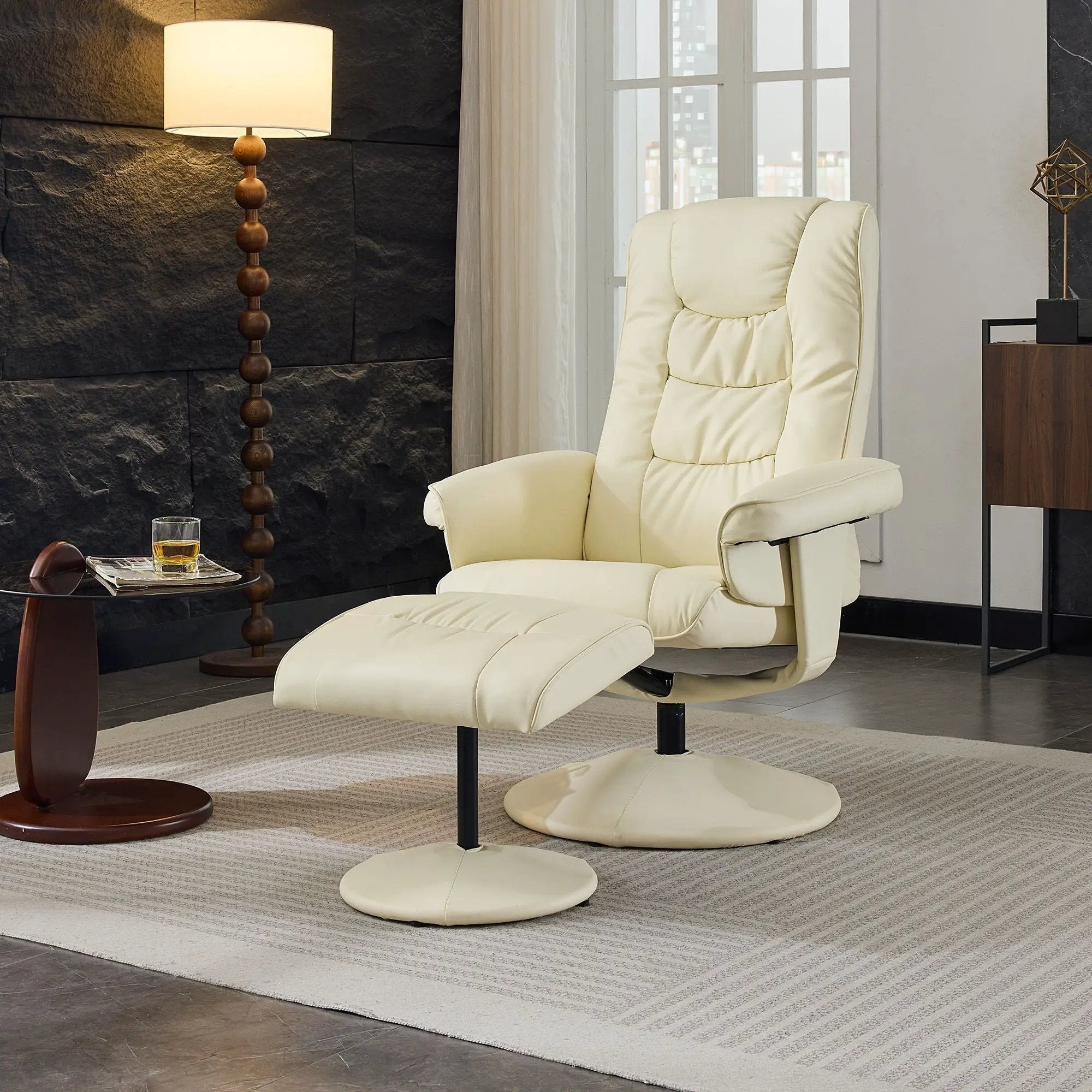 Recliner Chair With Ottoman, 360° Swivel Massage Lounge Chair With 5-Point Vibration & Heated Seat by Unique Piece Furniture