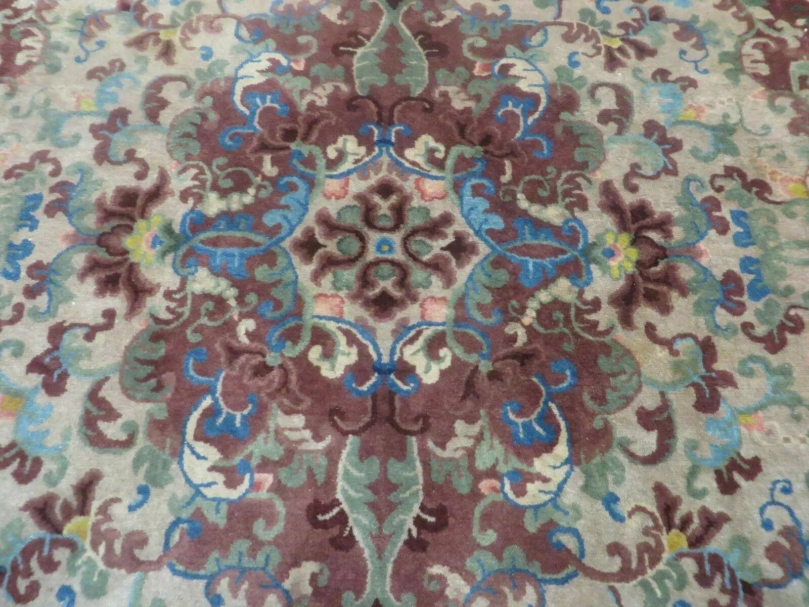 8' X 10' Vintage Handmade Chinese Art Deco Peking Nichols Wool Rug Flowers Nice by Jewel Rugs