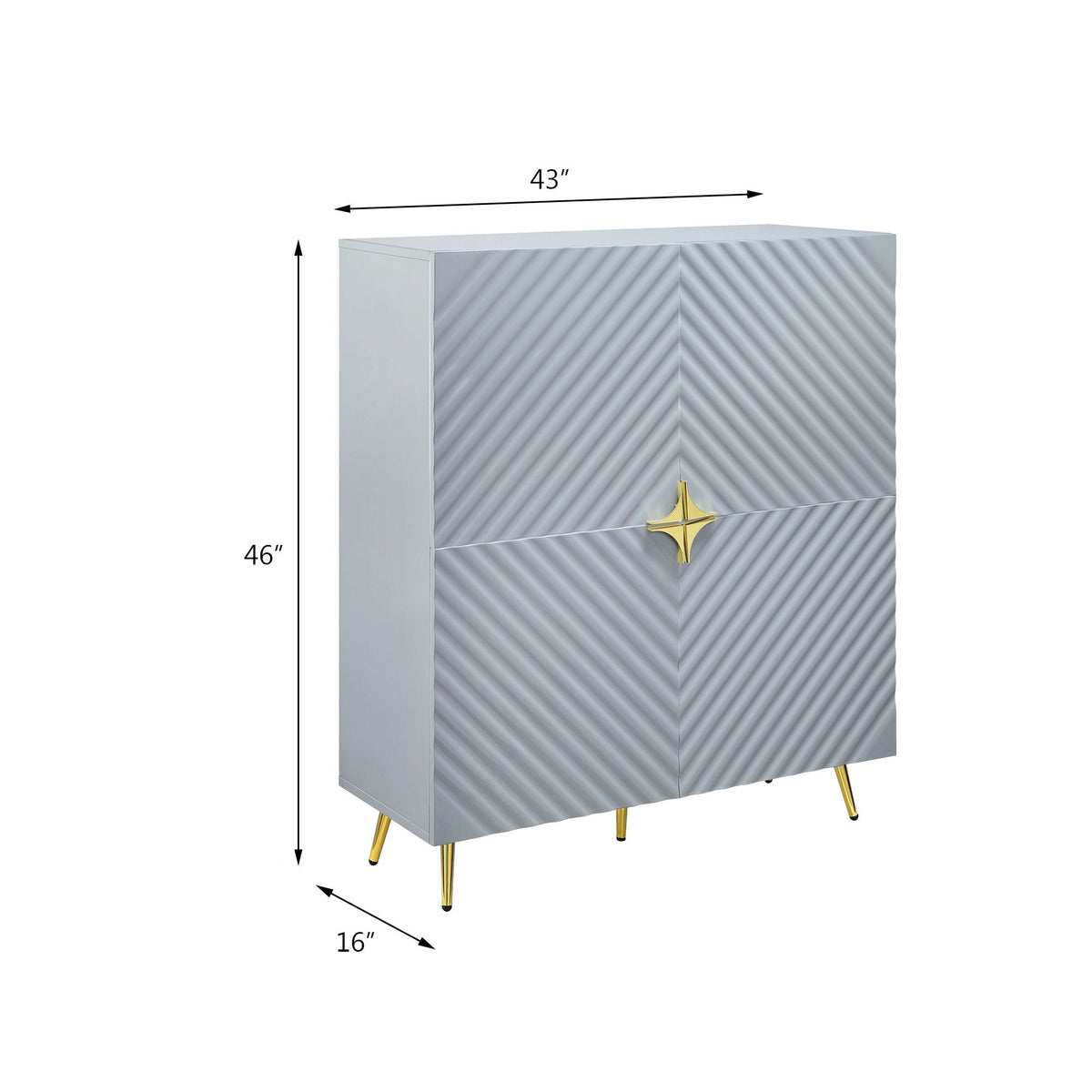 High Gloss Accent Cabinet with Modern Design - White or Gray, photo 4 of 8