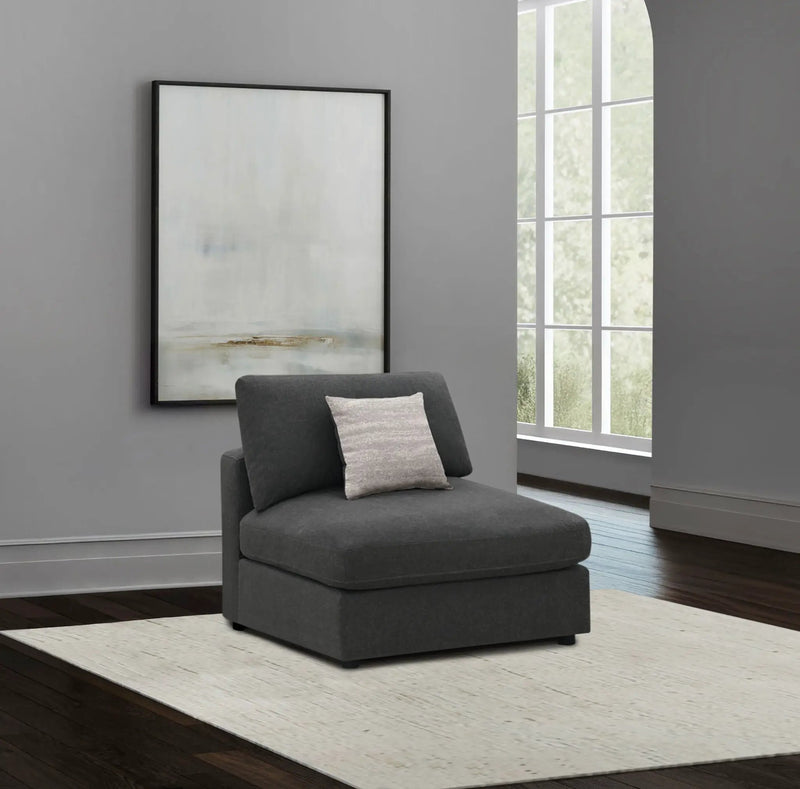 Serene Upholstered Armless Chair Charcoal by Unique Piece Furniture