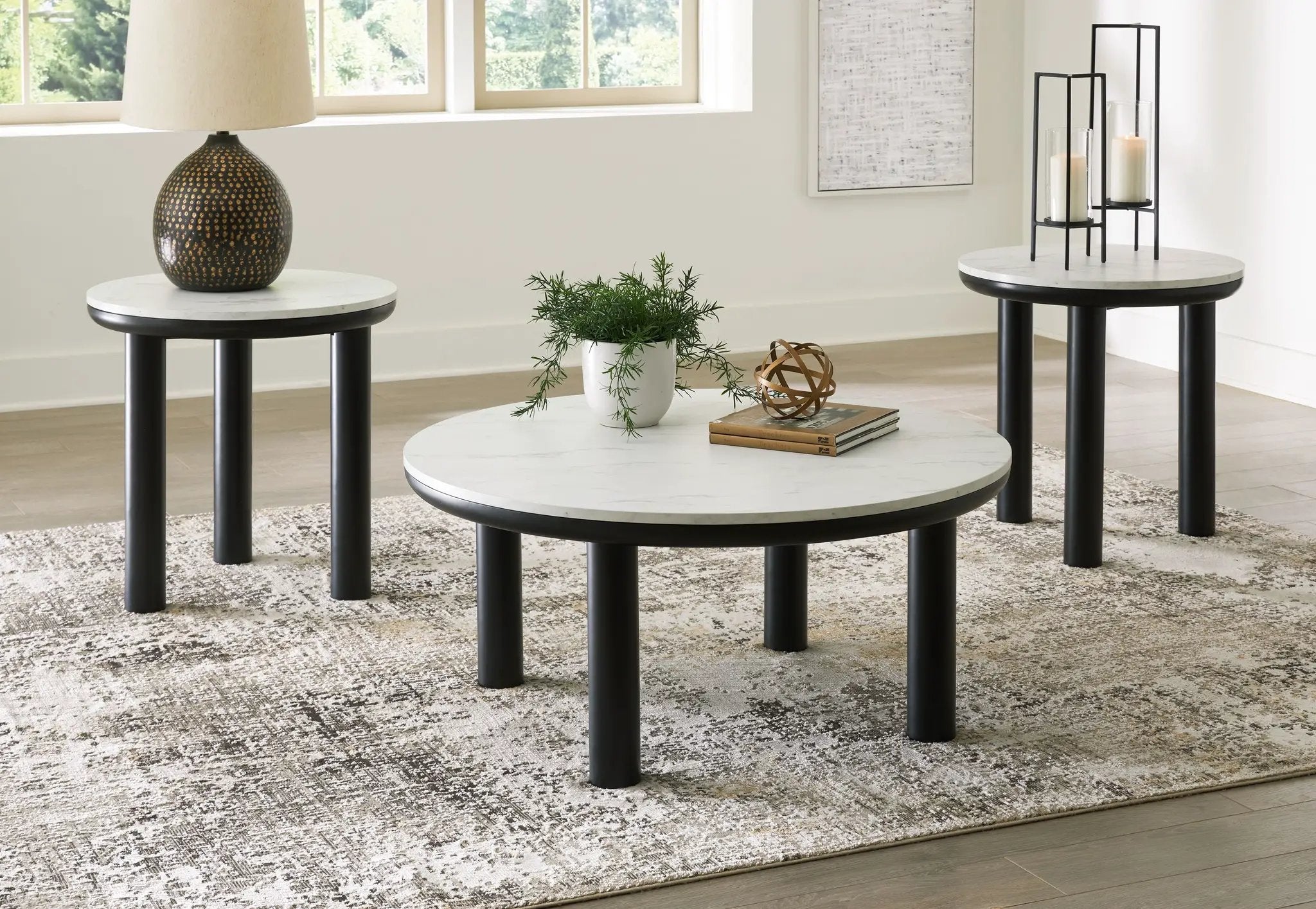Xandrum - Occasional Table Set (Set of 3) - Black / White by Unique Piece Furniture