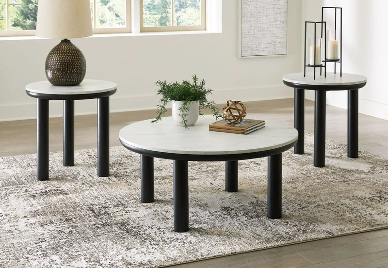 Xandrum - Occasional Table Set (Set of 3) - Black / White by Unique Piece Furniture