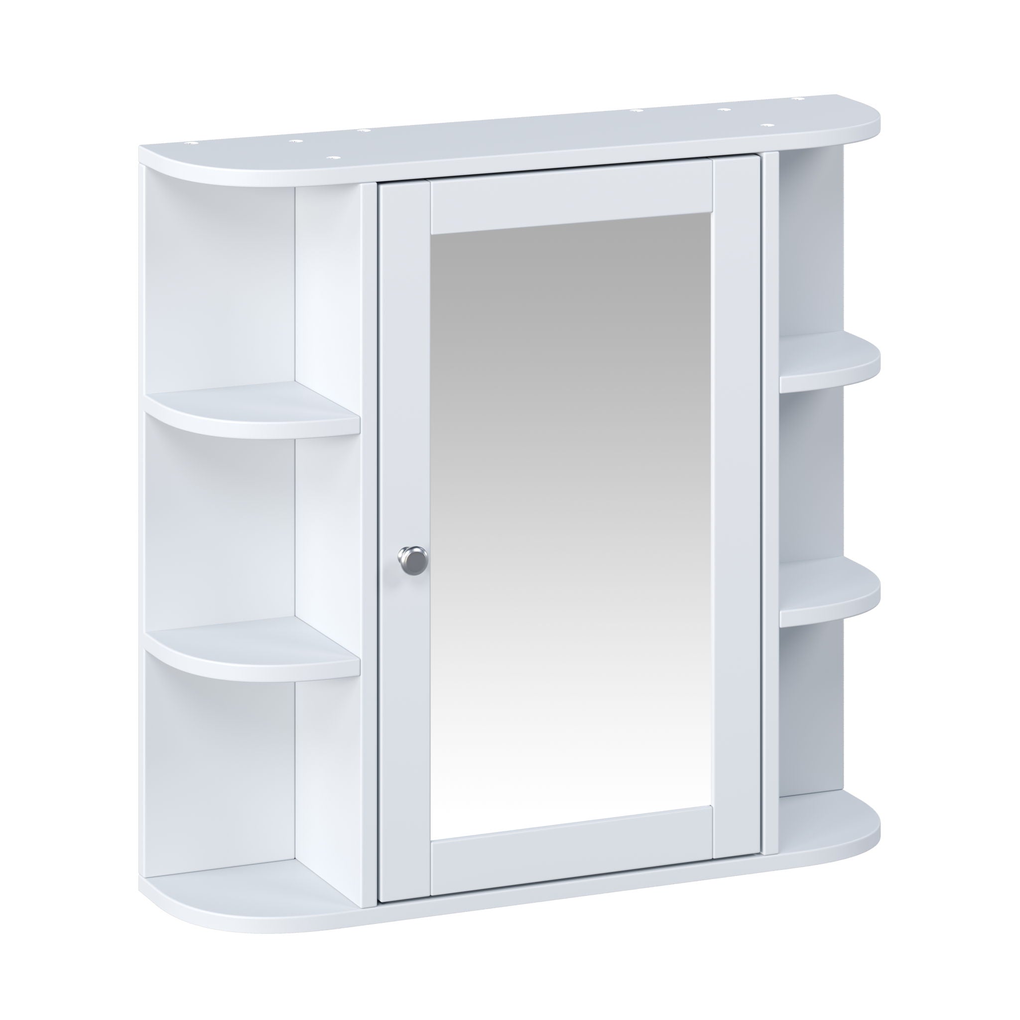 Bathroom Wall Storage Cabinet With Mirror And Adjustable Shelf, 6 Open Shelves by HouseOfZazla