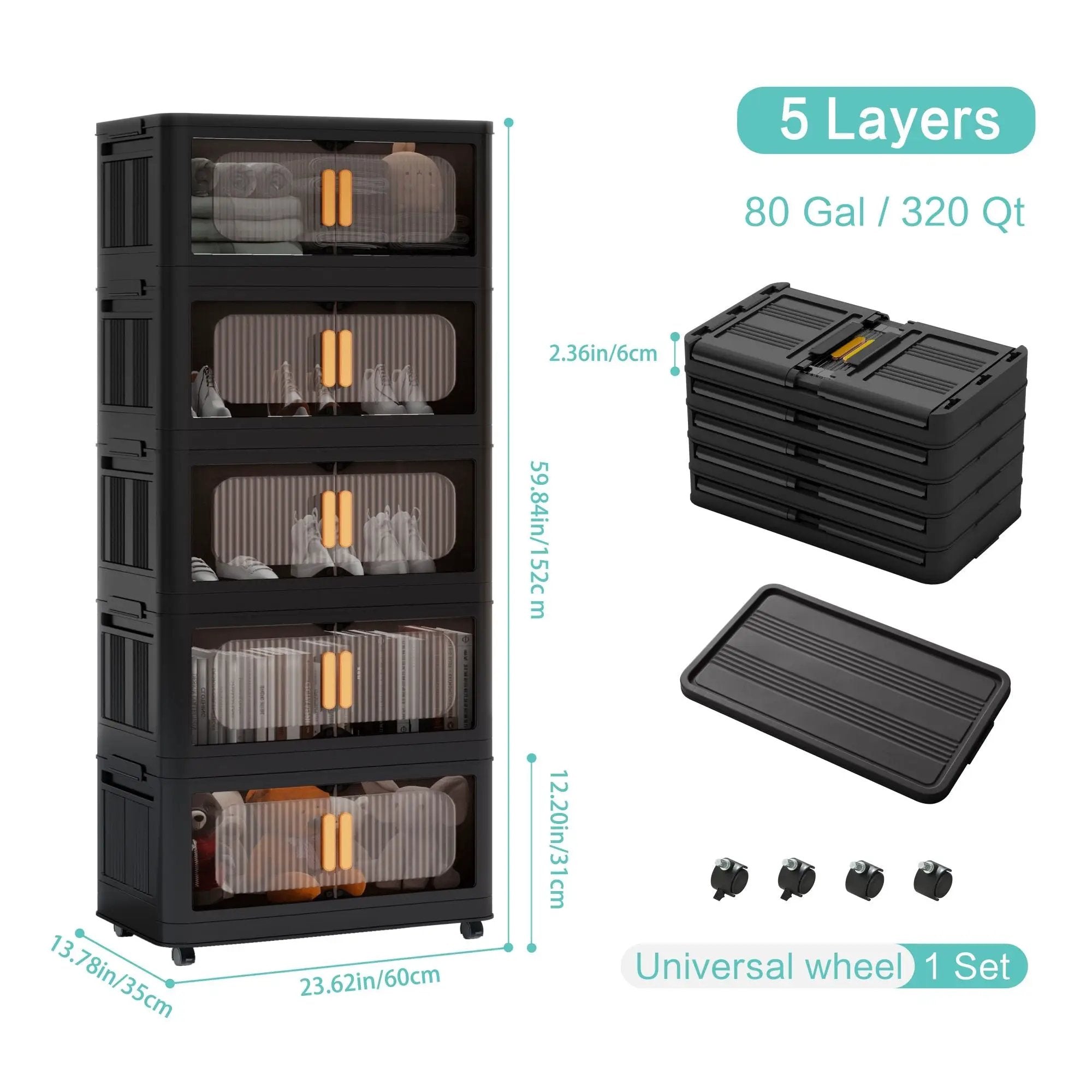 Folding Storage Cabinet With Magnetic Doors And Wheels by HouseOfZazla