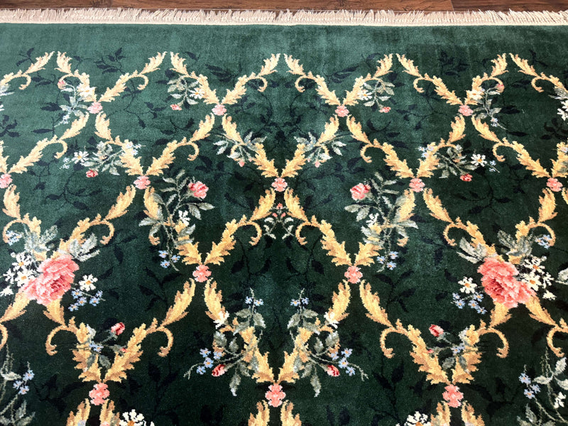 Karastan Garden of Eden Rug 8.8 x 11.8, Green Savonnerie 509/1733, Wool by Jewel Rugs
