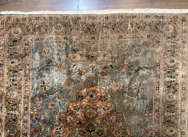 Silk Turkish Kayseri Rug 5x7, Light Blue by Jewel Rugs