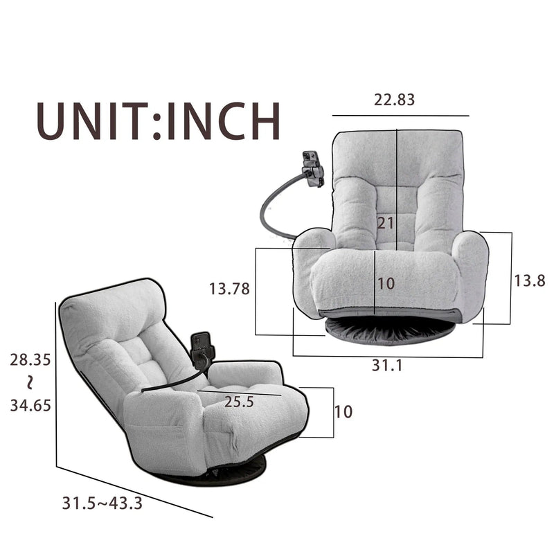 Adjustable Swivel Lounge Chair With 360 Degree Rotating Seat And Headrest Support by Unique Piece Furniture