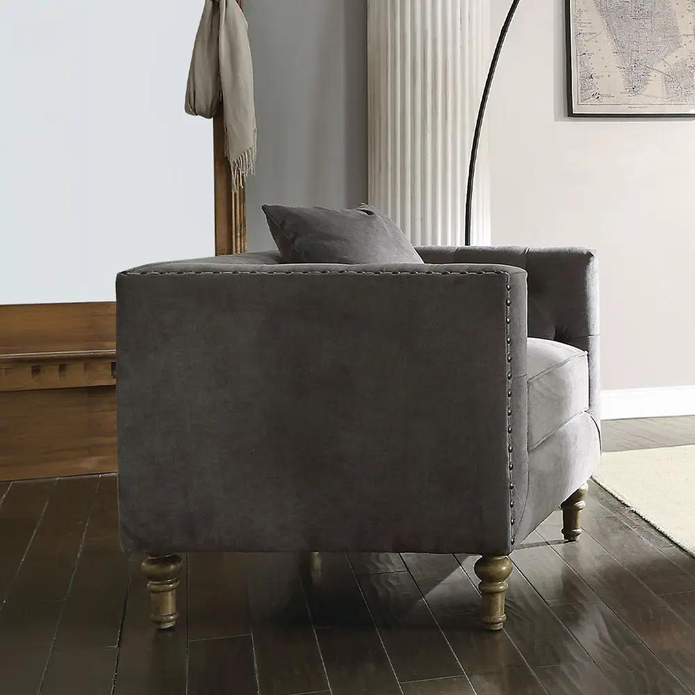 Sidonia - Chair With Pillow - Gray Velvet by Unique Piece Furniture