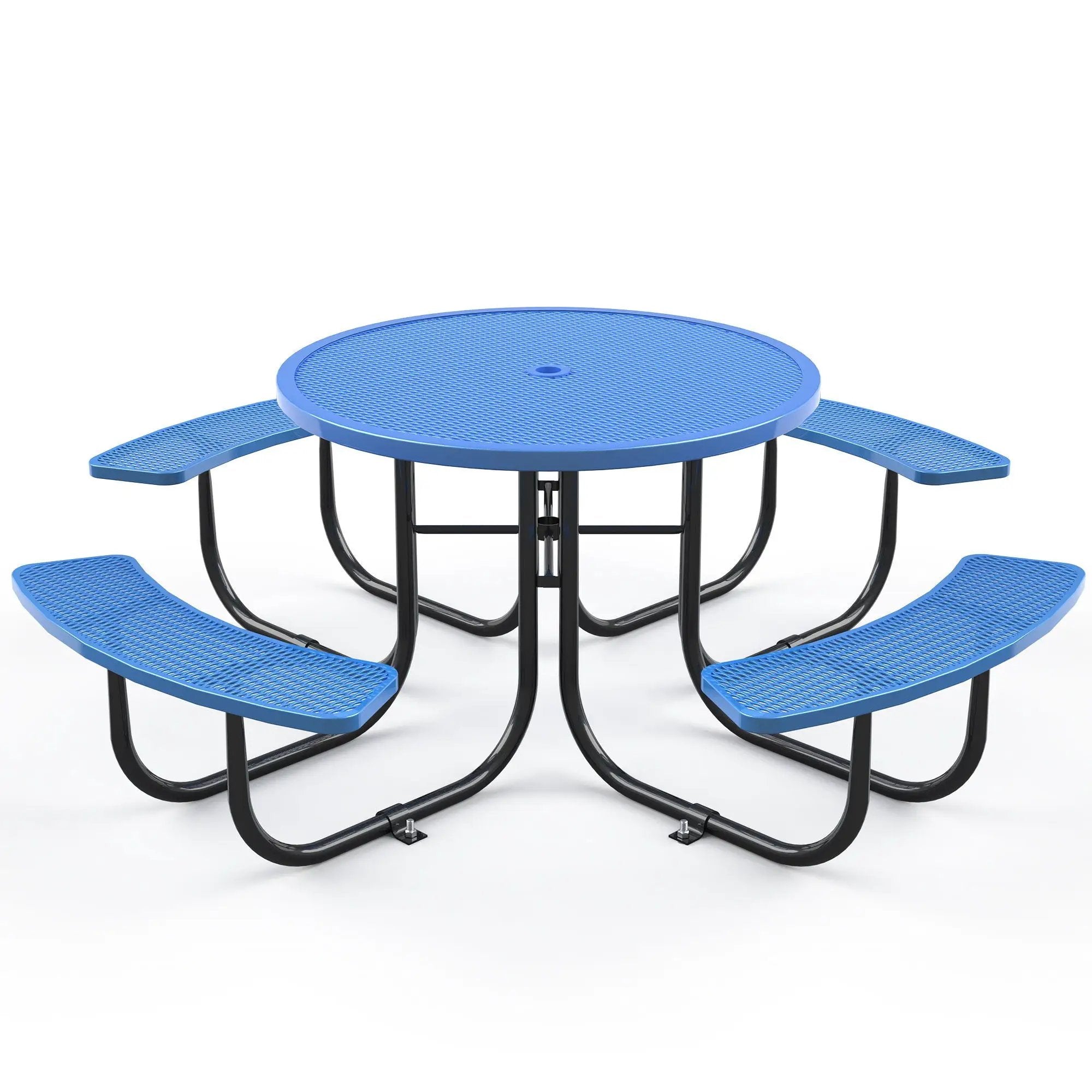 Round Outdoor Steel Picnic Table 46" With Umbrella Pole by HouseOfZazla