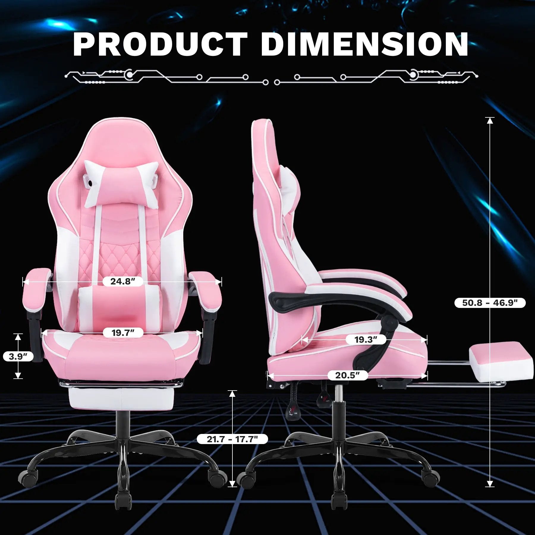 Ergonomic Video Gamer Chair with Massage Lumbar Support by HouseOfZazla
