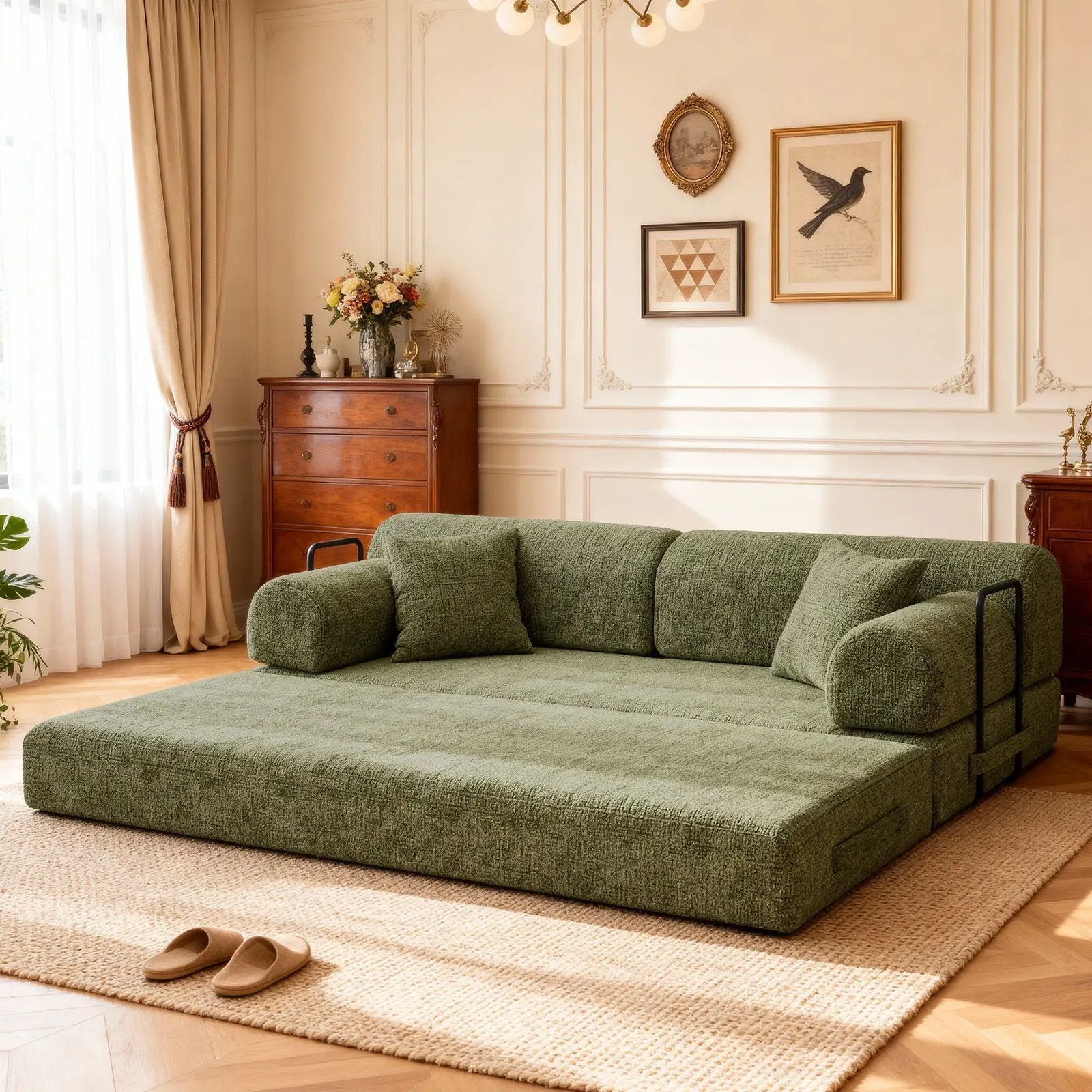 Modern 2 Tone Fabric Convertible Sleeper Sofa Bed by Unique Piece Furniture