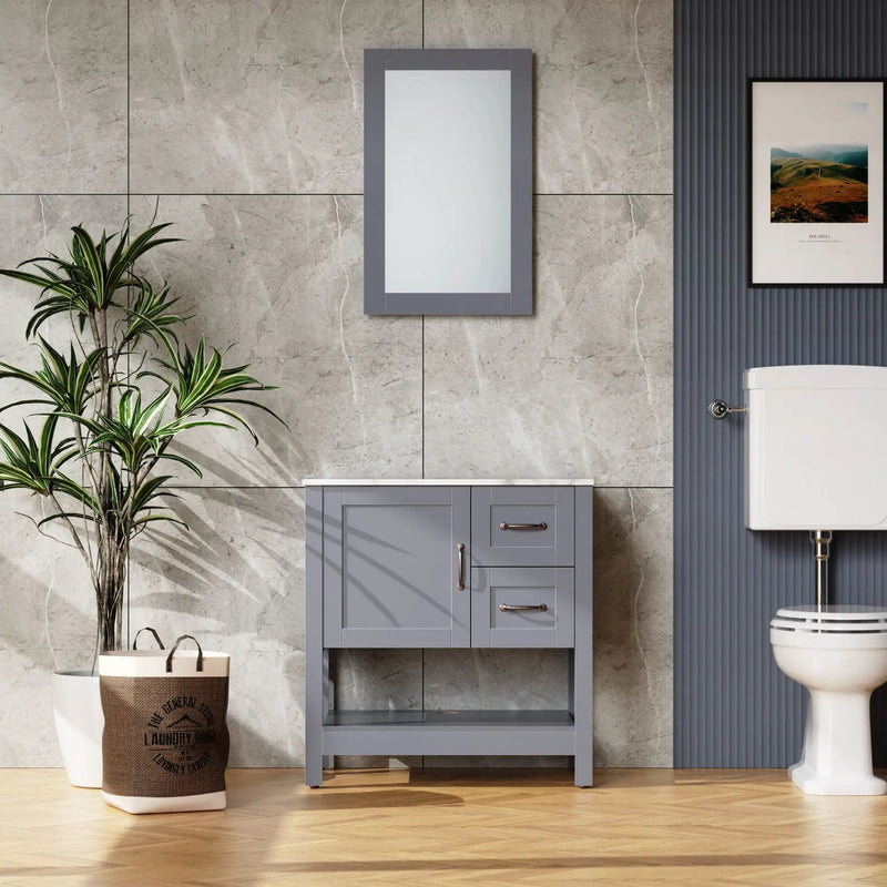 Bathroom Vanity With Mirror And Top Only - Gray by HouseOfZazla