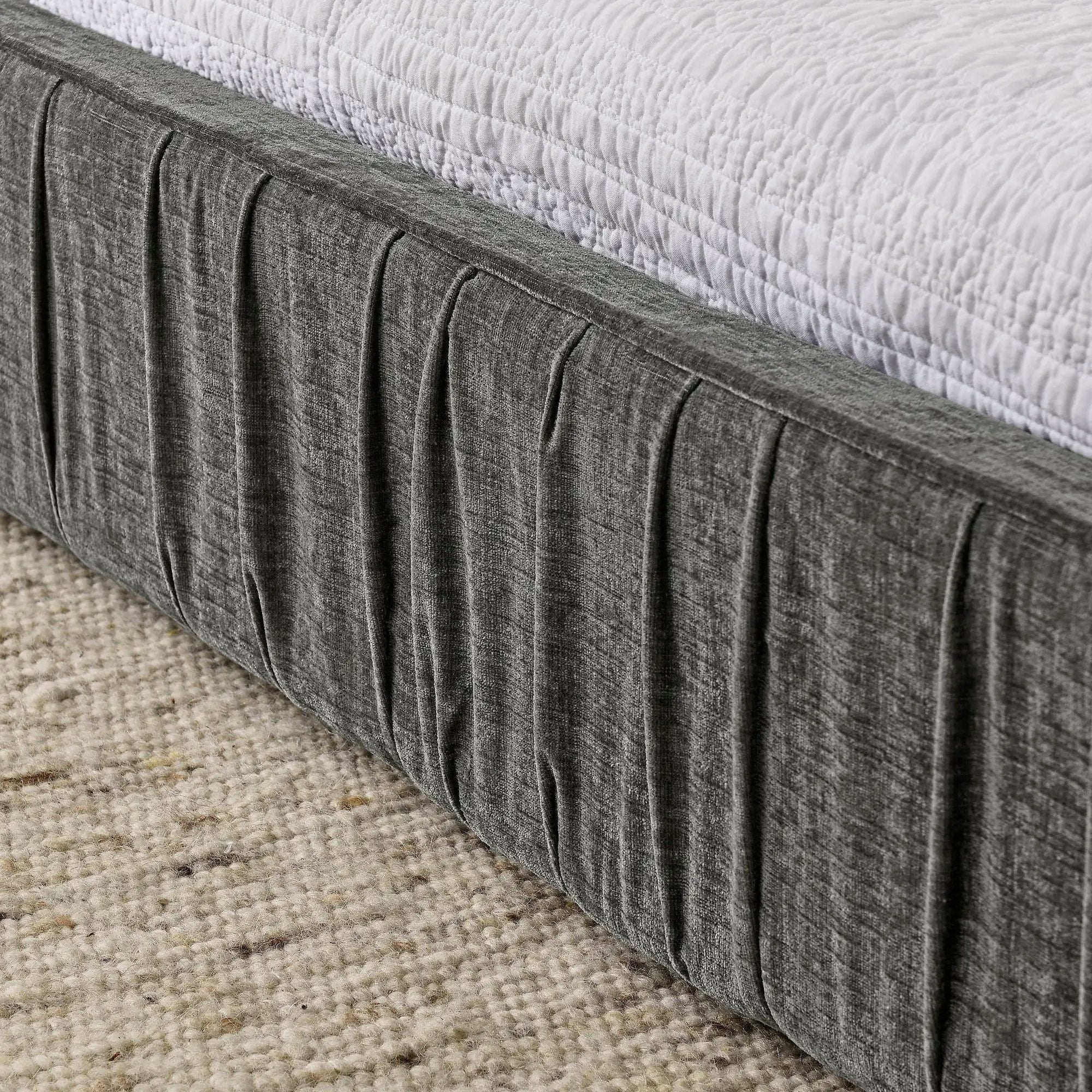 Modern Upholstered Platform Bed Frame With Pleated Design by HouseOfZazla