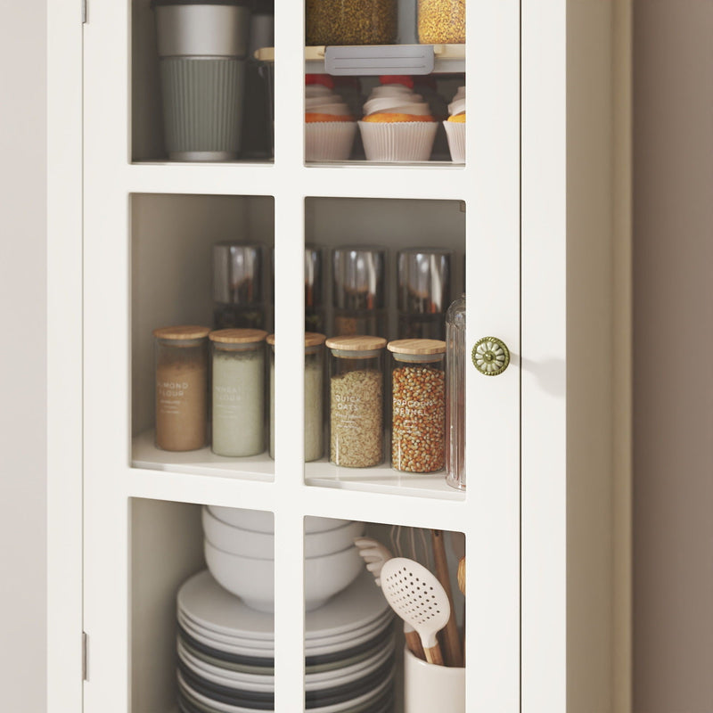 Minimalism Buffet Cabinet With Glass Doors And Double Drawer by HouseOfZazla