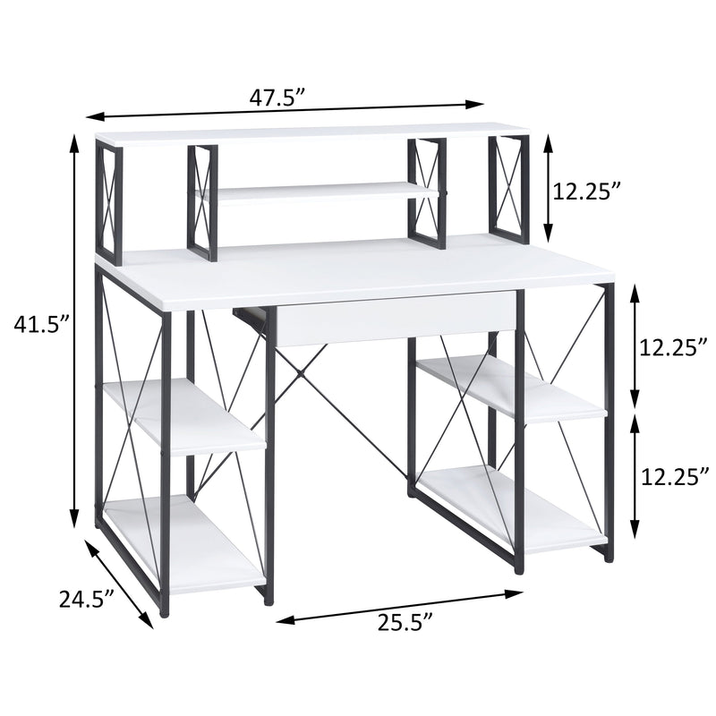 White and Black Recording Studio Desk with Drawer - Wood & Metal, photo 8 of 8