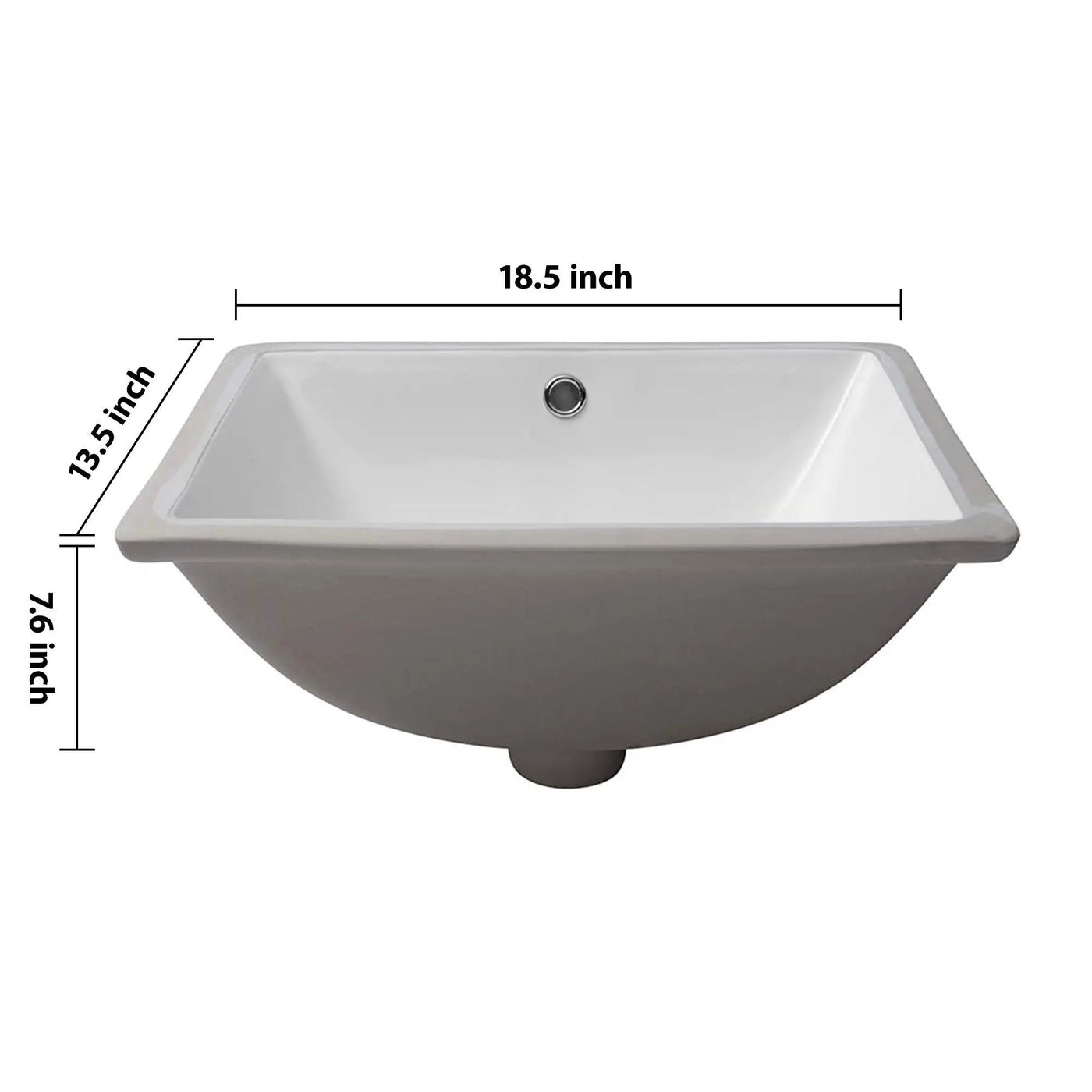 European Style Ceramic Rectangular Undermount Bathroom Sink With Overflow by HouseOfZazla