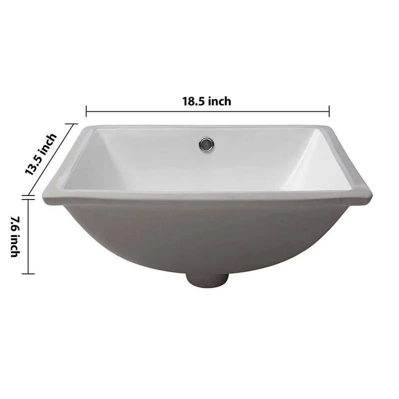 European Style Ceramic Rectangular Undermount Bathroom Sink With Overflow by HouseOfZazla