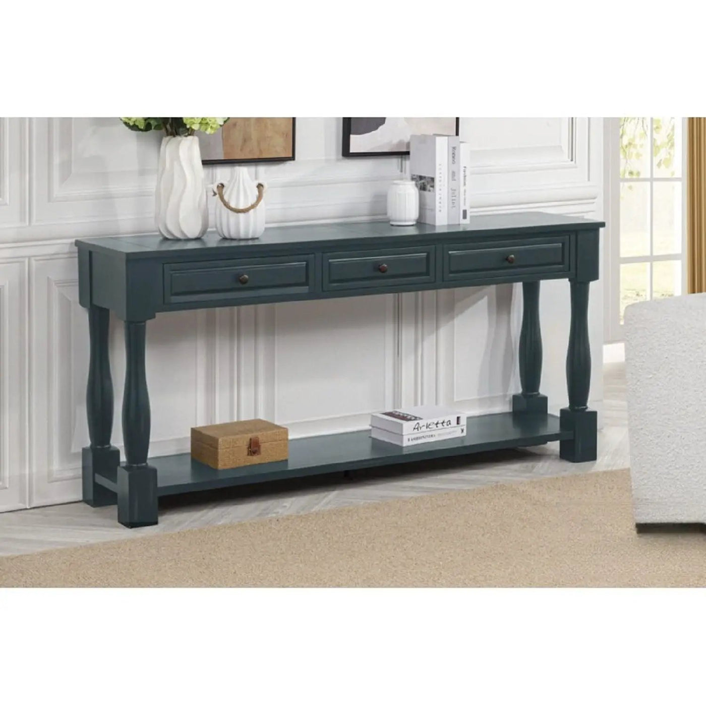 Long Console Table With Drawers And Shelf by HouseOfZazla