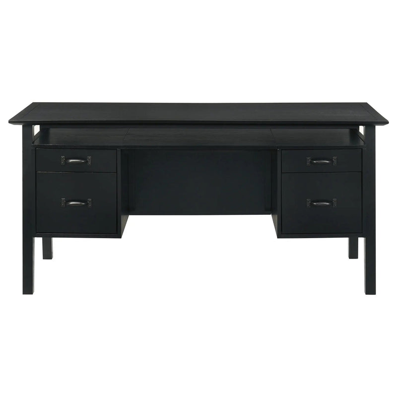 Goodson 64-inch 4-Drawer Double Pedestal Computer Desk Black by Unique Piece Furniture